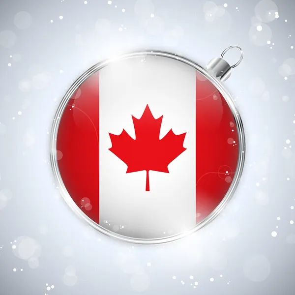 Joyeux Noël boule d'argent avec drapeau Canada — Image vectorielle