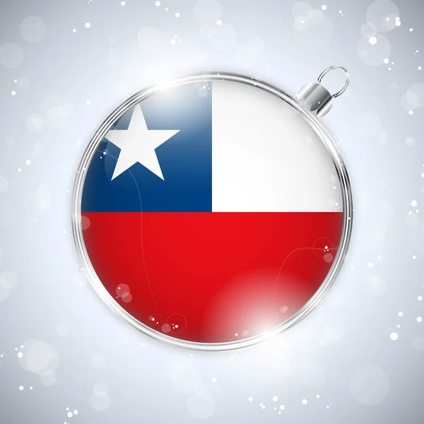 Merry Christmas Silver Ball with Flag Chile — Stock Vector