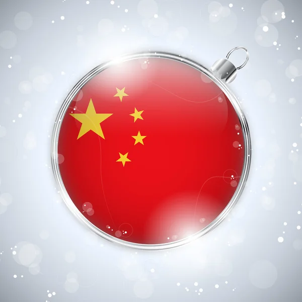 Веселый Рождественский Серебряный шар с Китаем — стоковый вектор