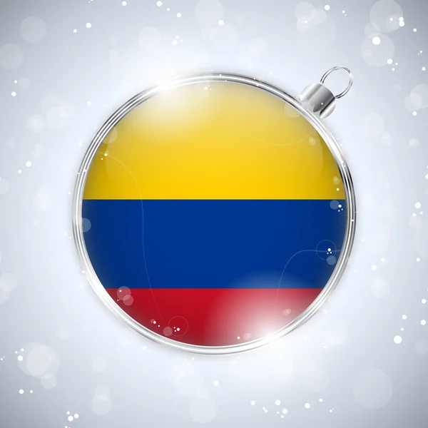 Merry Christmas Silver Ball with Flag Colombia — Stock Vector