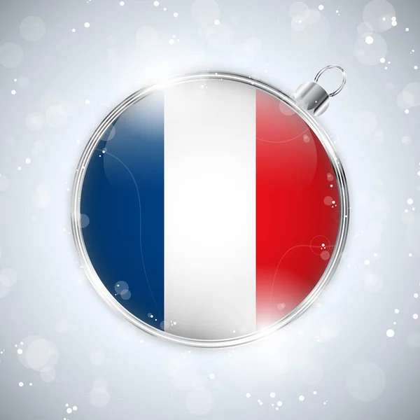 Merry Christmas Silver Ball with Flag France — Stock Vector