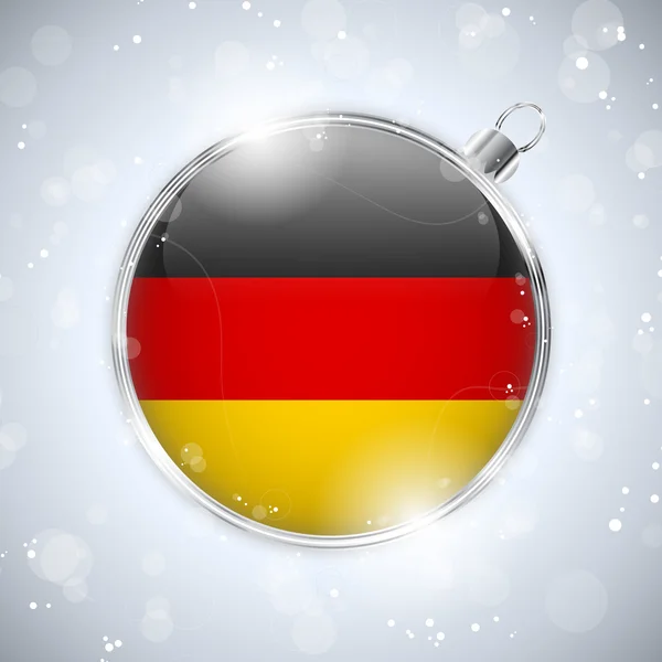 Joyeux Noël boule d'argent avec drapeau Allemagne — Image vectorielle