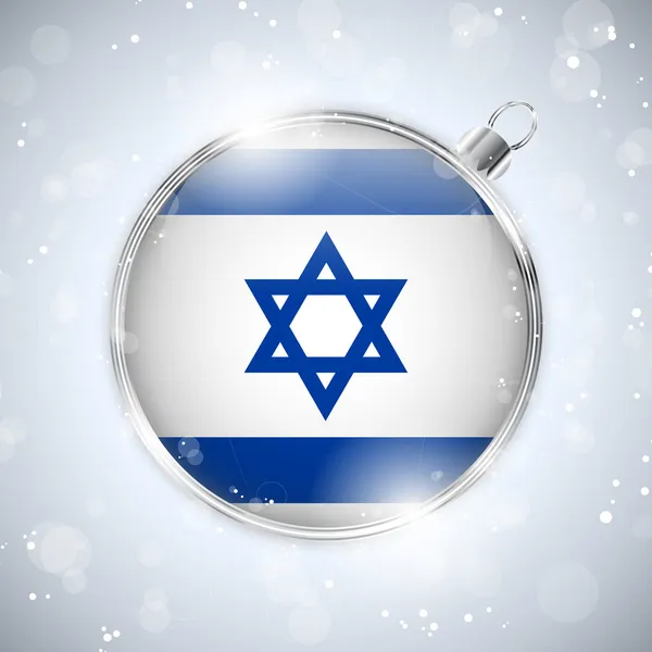 Joyeux Noël boule d'argent avec drapeau Israël — Image vectorielle