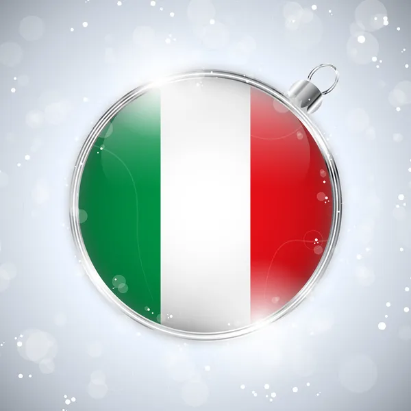 Καλά Χριστούγεννα ασημένια σφαίρα με σημαία Ιταλίας — Διανυσματικό Αρχείο
