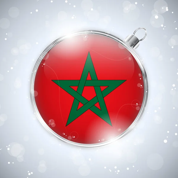 Merry Christmas Silver Ball with Flag Morocco — Stock Vector
