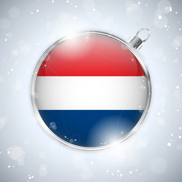 Merry Christmas Silver Ball with Flag Netherlands — Stock Vector