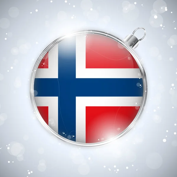 Merry Christmas Silver Ball with Flag Norway — Stock Vector