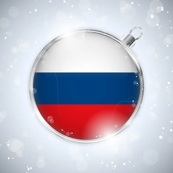 Feliz Navidad bola de plata con bandera Rusia — Archivo Imágenes Vectoriales