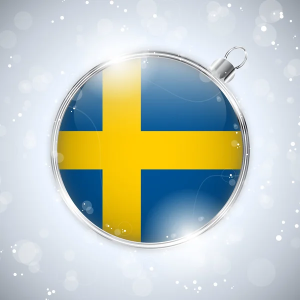 Veselé Vánoce, stříbrné koule s příznakem Švédsko — Stockový vektor