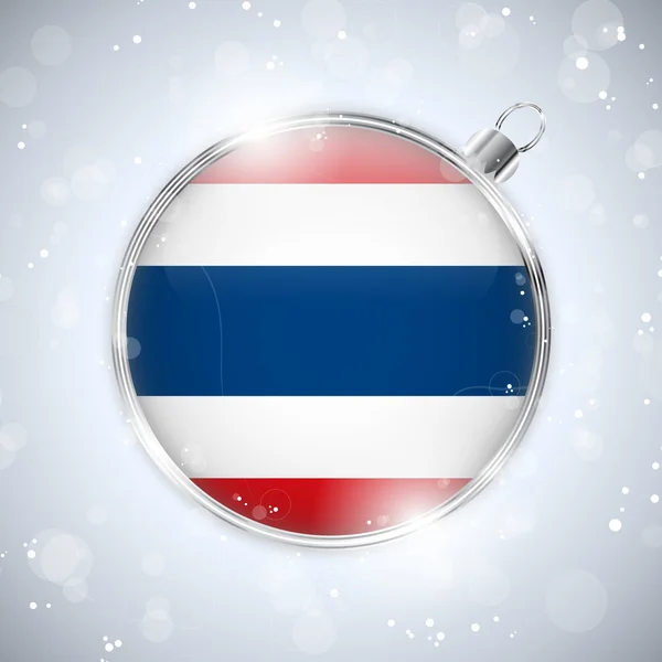 Merry Christmas Silver Ball with Flag Thailand — Stock Vector