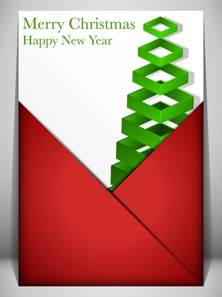 Veselé vánoční přání červené a zelené obálka — Stockový vektor