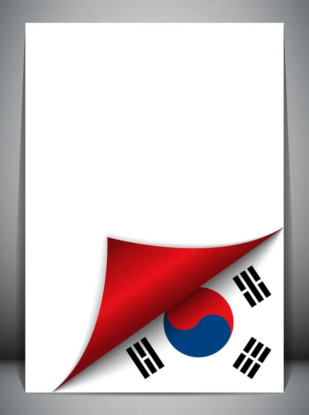 South Korea Country Flag Turning Page — Stock Vector