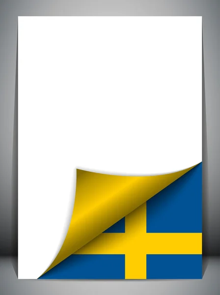 Svéd ország lobogója fordult oldal — Stock Vector