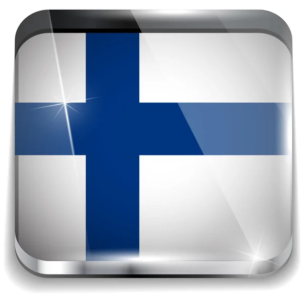 Finlandia Bandera Smartphone Aplicación Botones cuadrados — Vector de stock