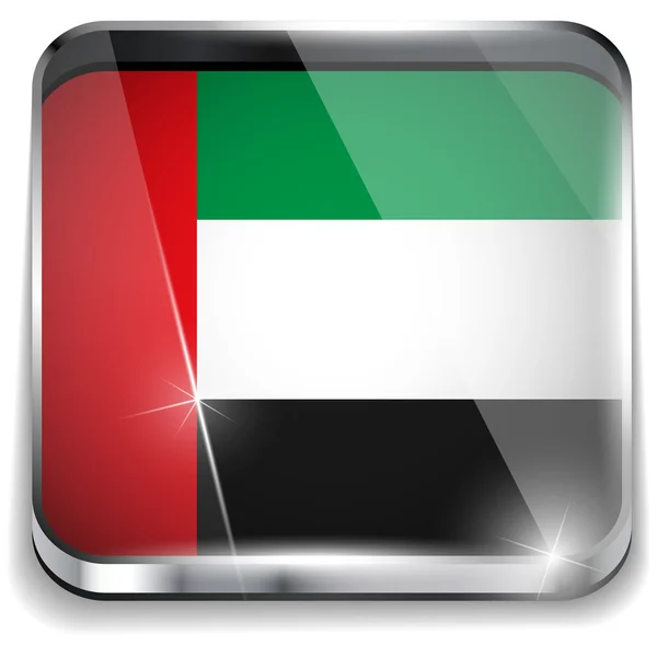 Emirates Flag Botones cuadrados de aplicación de Smartphone — Archivo Imágenes Vectoriales