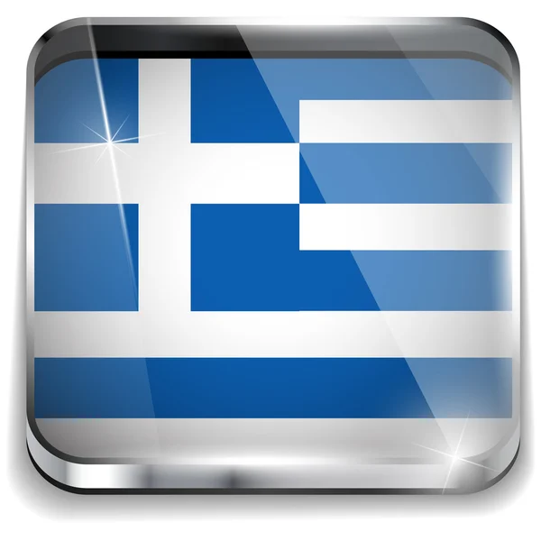 Greece Flag Smartphone Application Square Buttons — Stock Vector