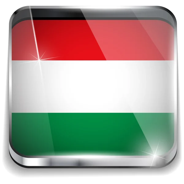 Hungary Flag Smartphone Application Square Buttons — Stock Vector