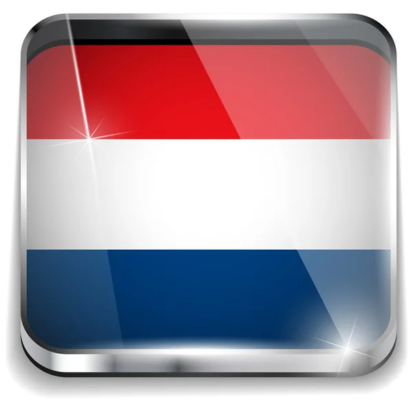 Netherlands Flag Smartphone Application Square Buttons — Stock Vector