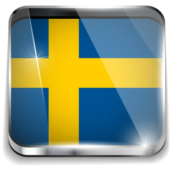 İsveç bayrağı smartphone uygulama kare düğmeler — Stok Vektör
