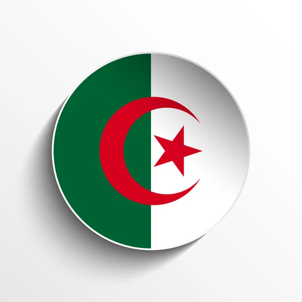 Tombol Lingkaran Bayangan Bendera Aljazair - Stok Vektor