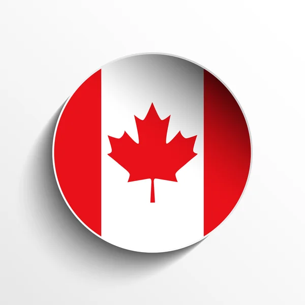 Canada Flag Paper Circle Shadow Button — Stock Vector