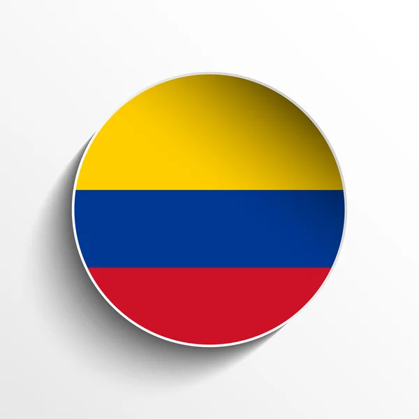 Bouton d'ombre de cercle de papier de drapeau de Colombie — Image vectorielle