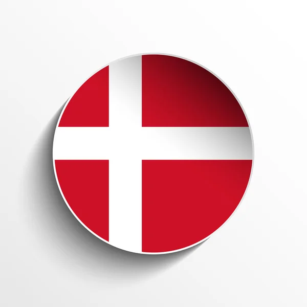 Denmark Flag Paper Circle Shadow Button — Stock Vector