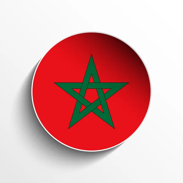 Morocco Flag Paper Circle Shadow Button — Stock Vector