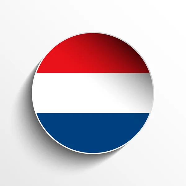 Netherlands Flag Paper Circle Shadow Button — Stock Vector