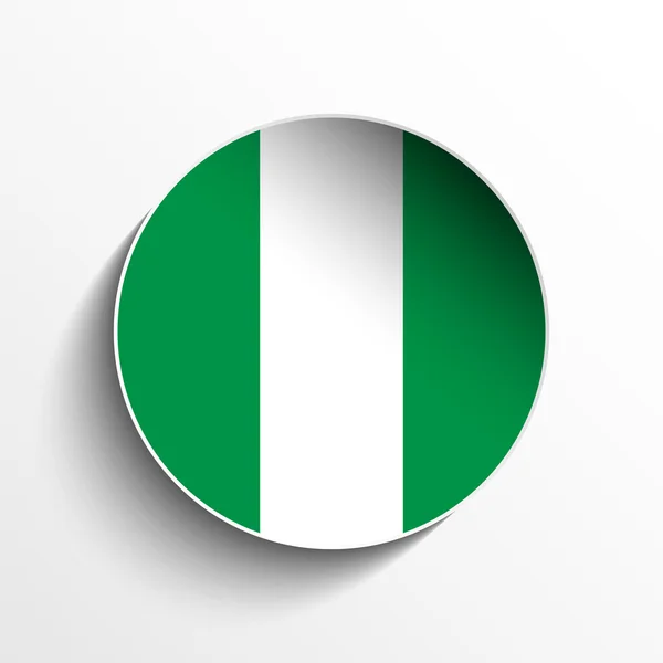 Nigeria Bandera papel círculo sombra botón — Archivo Imágenes Vectoriales