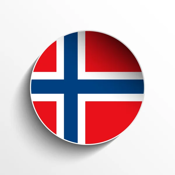 Norway Flag Paper Circle Shadow Button — Stock Vector