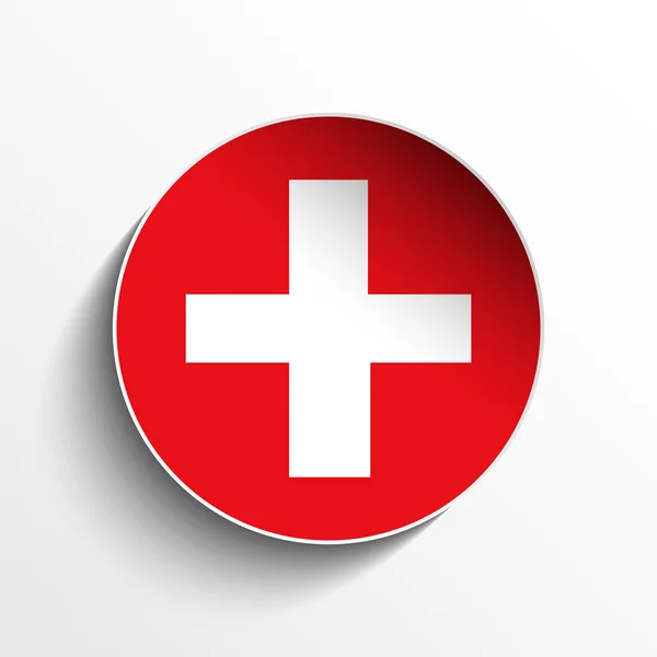 Switzerland Flag Paper Circle Shadow Button — Stock Vector