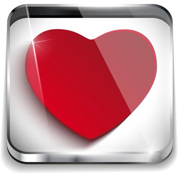 Valentine dag glanzende toepassing knop hart — Stockvector