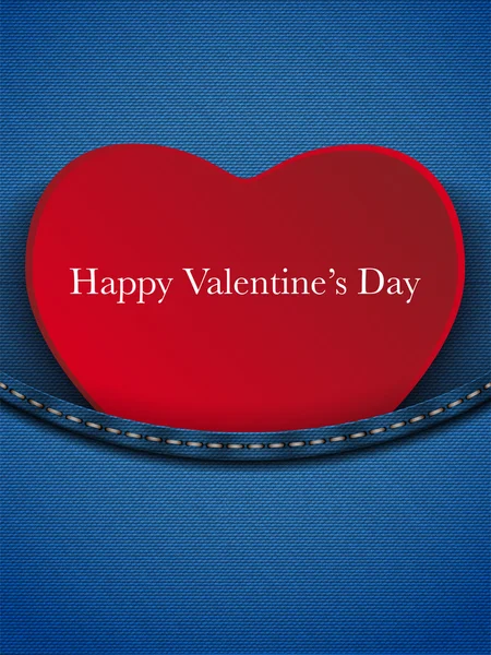 Valentines day hart in jeans zak — Stockvector