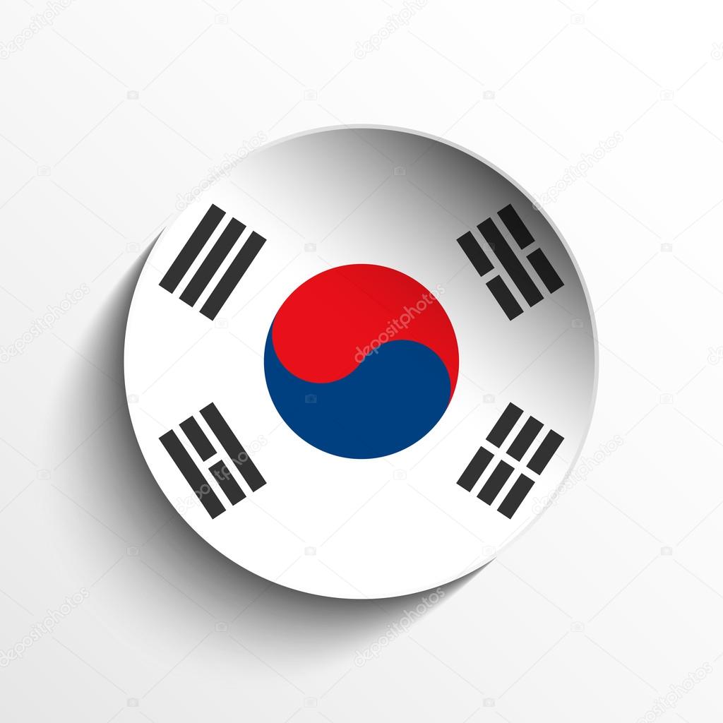 South Korea Flag Paper Circle Shadow Button