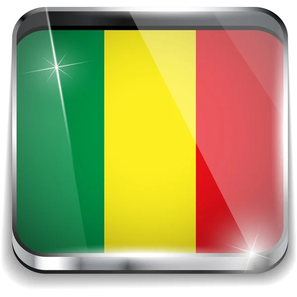 Кнопки Mali Flag Smartphone Application Square — стоковый вектор