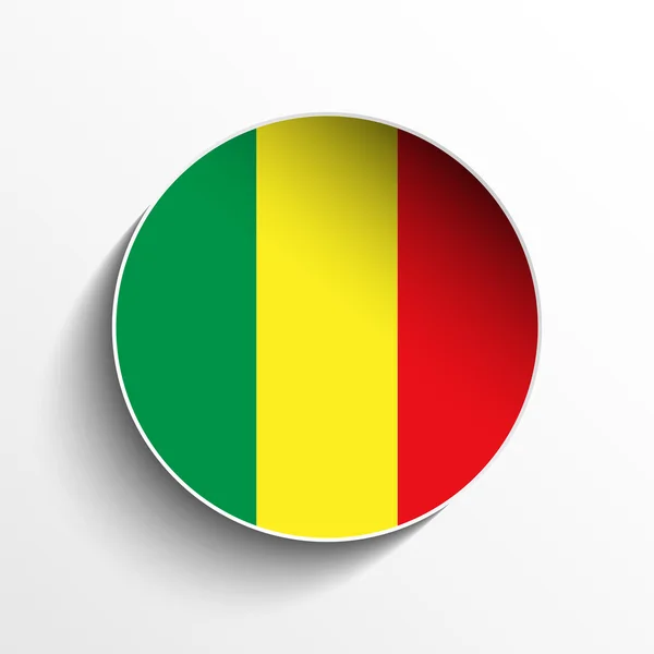 Mali Flag Paper Circle Shadow Button — Stock Vector
