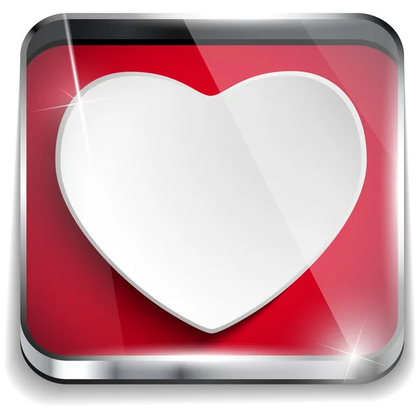 Valentine Day Glossy Application Button Heart — Stock Vector