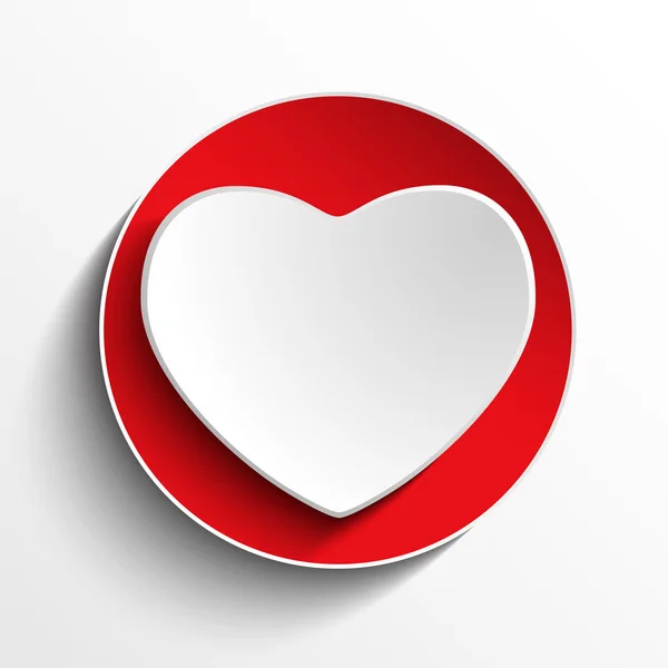 Valentine Day Heart on White Button — Stock Vector