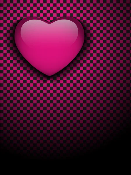 Valentines Day Glossy Emo Heart. Vérificateurs roses et noirs — Image vectorielle