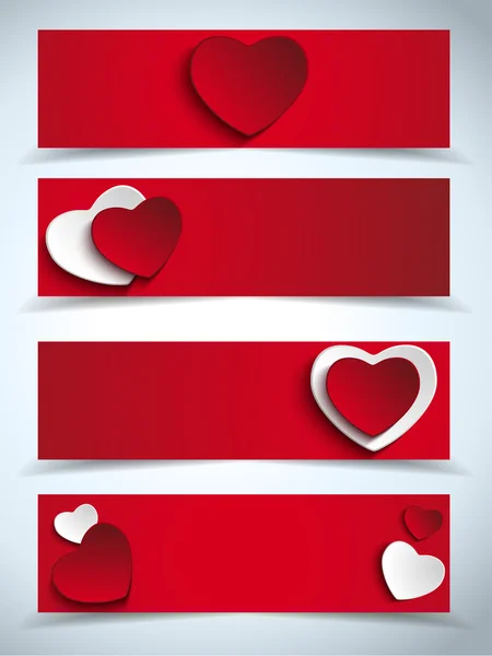 Valentines Day Set of Four Web Banners — Stock Vector