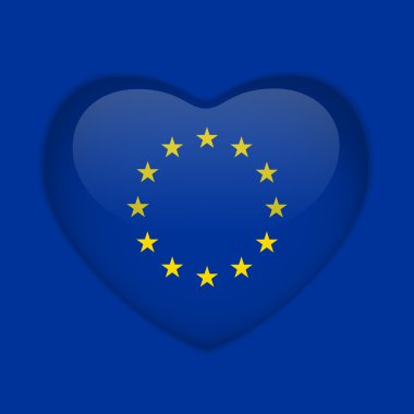 Avrupa bayrak kalp parlak düğme