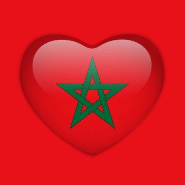 Fas bayrak kalp parlak düğme