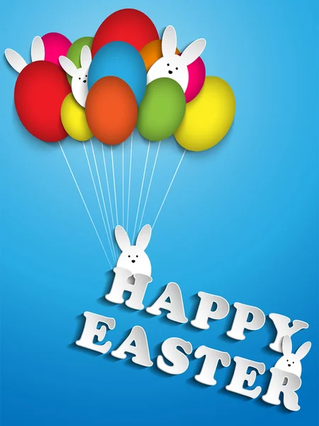 Happy Easter Rabbit Balloons Eggs — Stock Vector