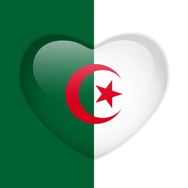Algerije vlag hart glanzende knop — Stockvector