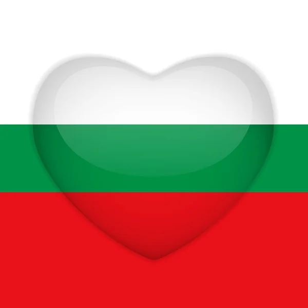 Bulgaria Flag Heart Glossy Button — Stock Vector
