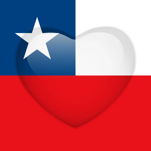 Chile Flag Heart Glossy Button — Stock Vector