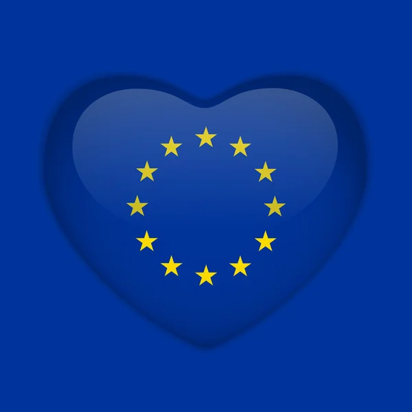 Bandiera Europa cuore pulsante lucido — Vettoriale Stock