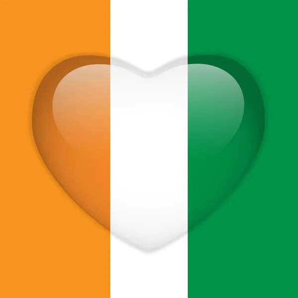 Ireland Flag Heart Glossy Button — Stock Vector