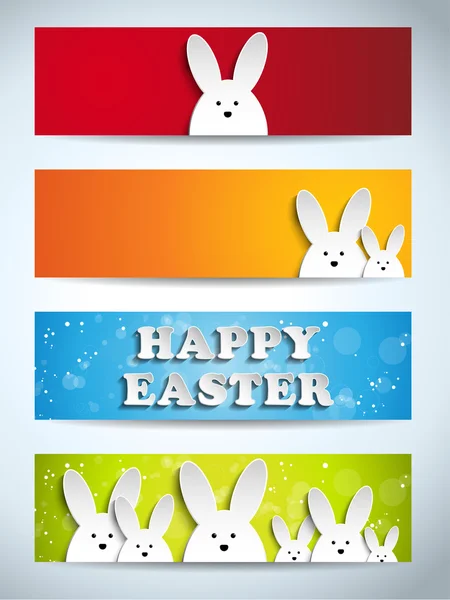 Feliz Conejo de Pascua Conejo Conjunto de Banners — Vector de stock